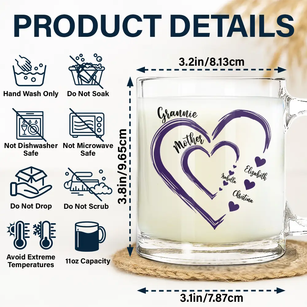 Gift For Grandma, Gift For Mother - Mom's Grandma's Sweethearts - Personalized Glass Mug