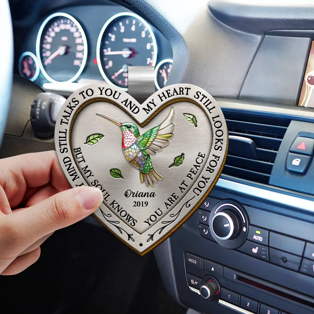 Memorial,Sad,Family - Memorial My Mind Still Talks To You Heart Shaped - Personalized Custom Shaped Car Visor Clip