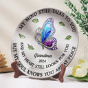 Memorial,Family,Sad,Gift For Grandparents,Parents - Memorial My Mind Still Talks To You - Personalized Ceramic Plate

