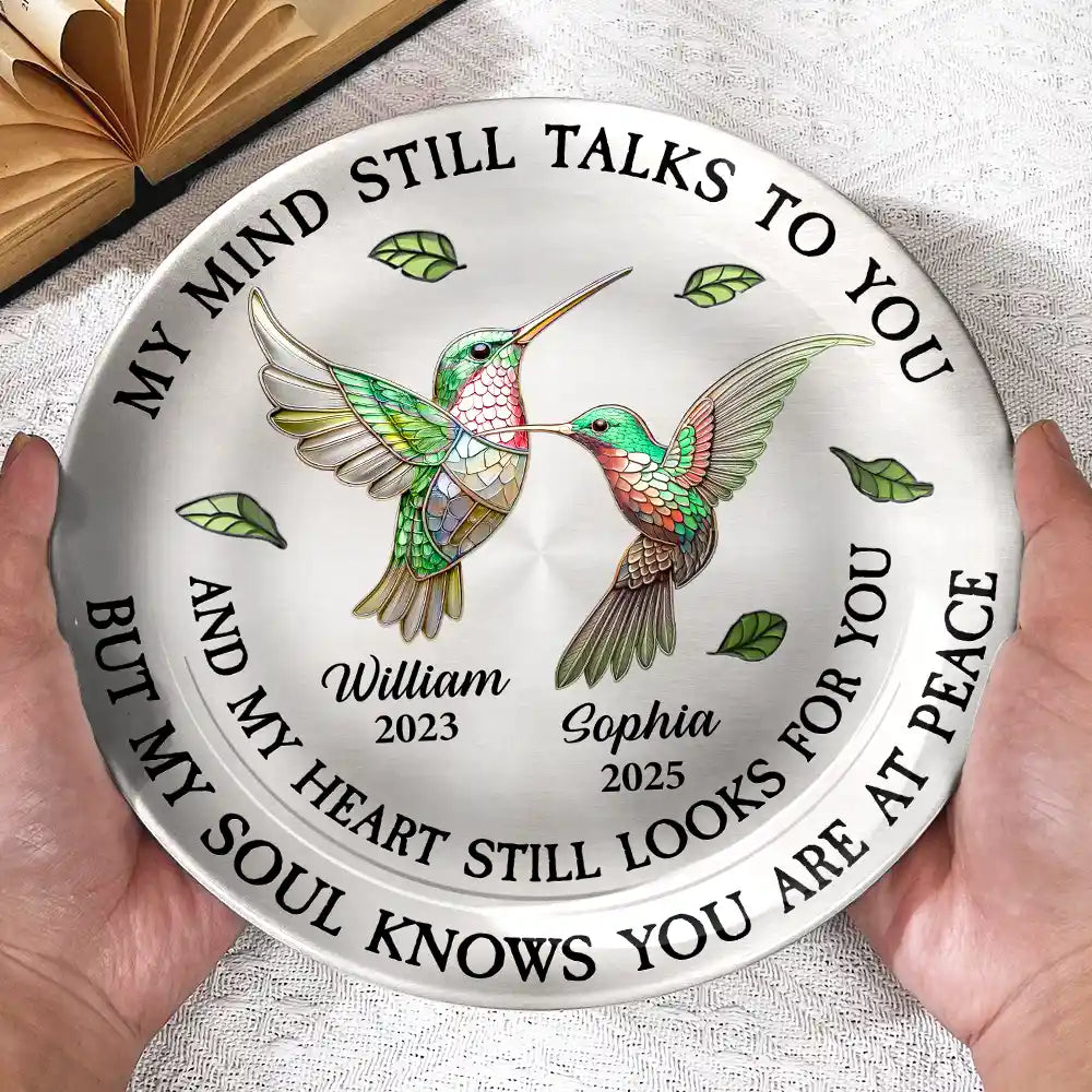 Memorial,Family,Sad,Gift For Grandparents,Parents - Memorial My Mind Still Talks To You - Personalized Ceramic Plate
