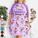 Gift For Grandma, Gift For Mother, Gift For Aunt, Happy, Custom Photo, Stick Figure - Custom Photo This Grandma Mom Belongs To Kids Pet - Personalized Women's Sleep Tee