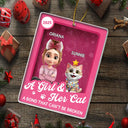Pet Lovers,Pet Mom,Pet Dad,Cat Lovers,Cat Mom,Cat Dad,Christmas,Top Market,Happy - A Girl & Her Cats Unbreakable Bond Toy Box - Personalized Custom Shaped Acrylic Ornament