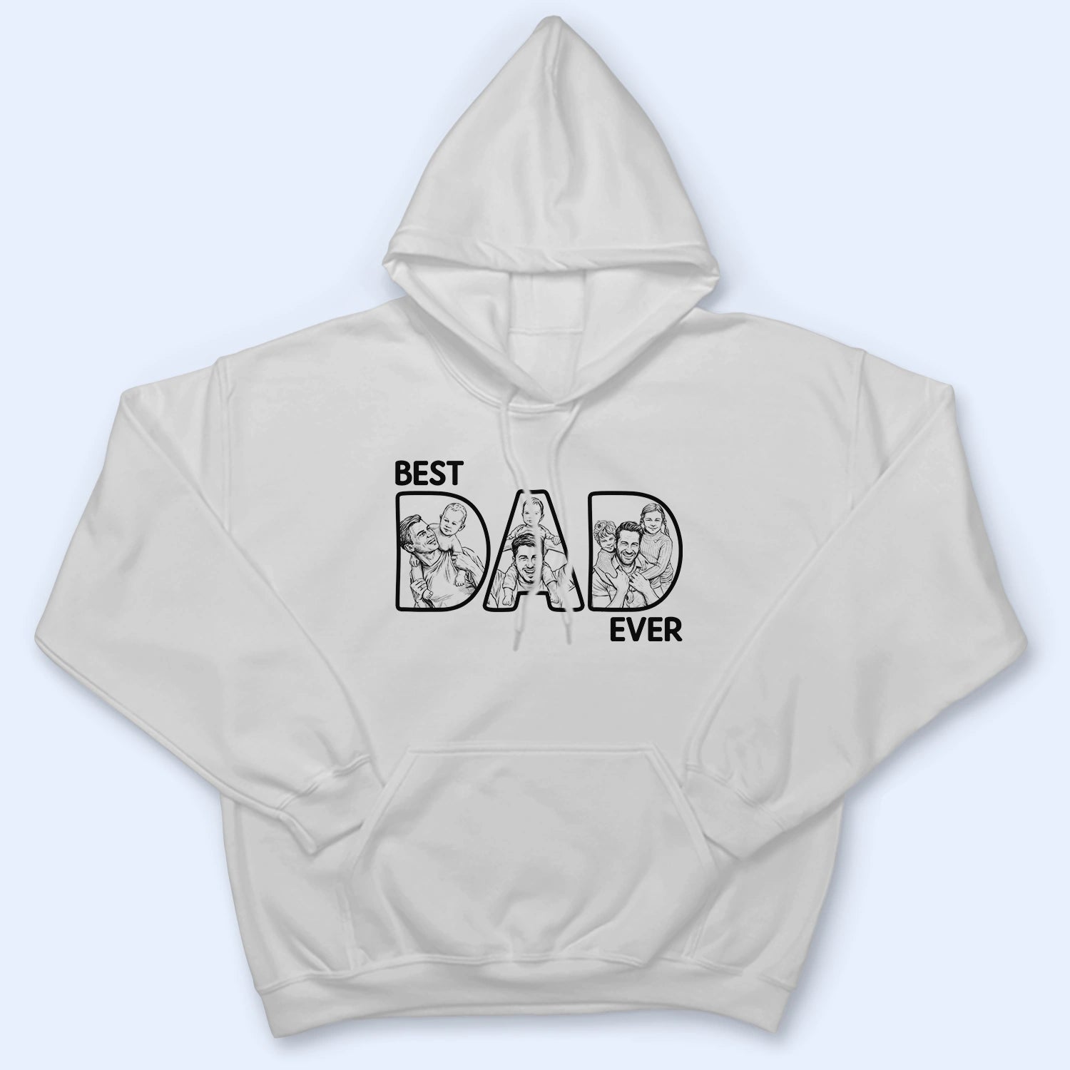 Custom Photo Bold Sketch Best Dad Ever - Personalized T Shirt