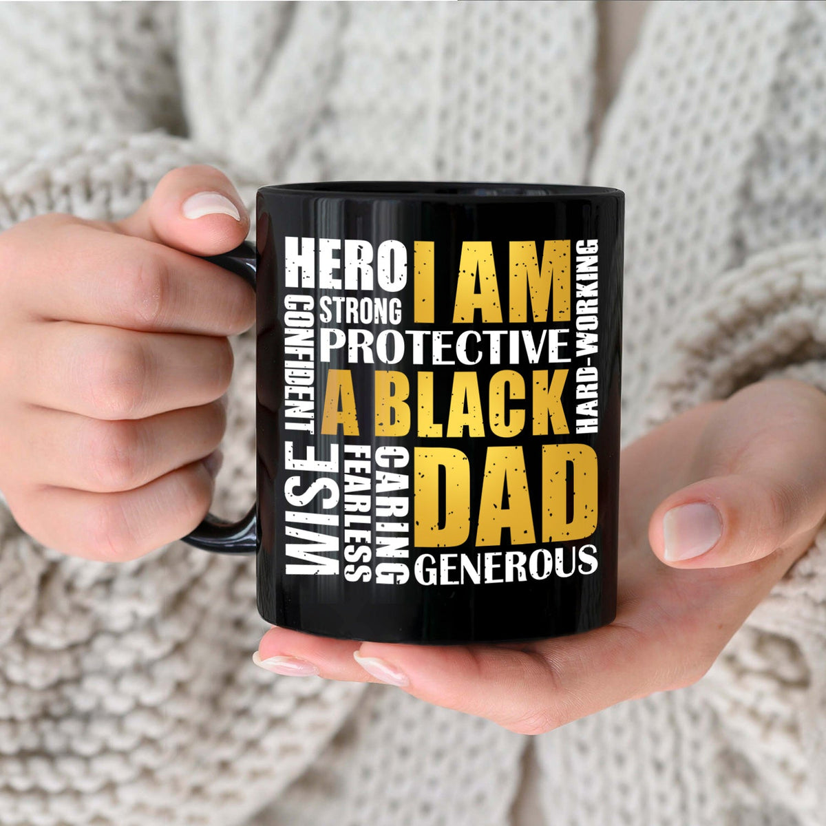 I Am A Black Dad - Personalized Black Mug