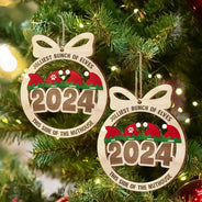 Gift For Couples, Family - Jolliest Bunch Of Elves - Personalized Wooden Cutout Ornament