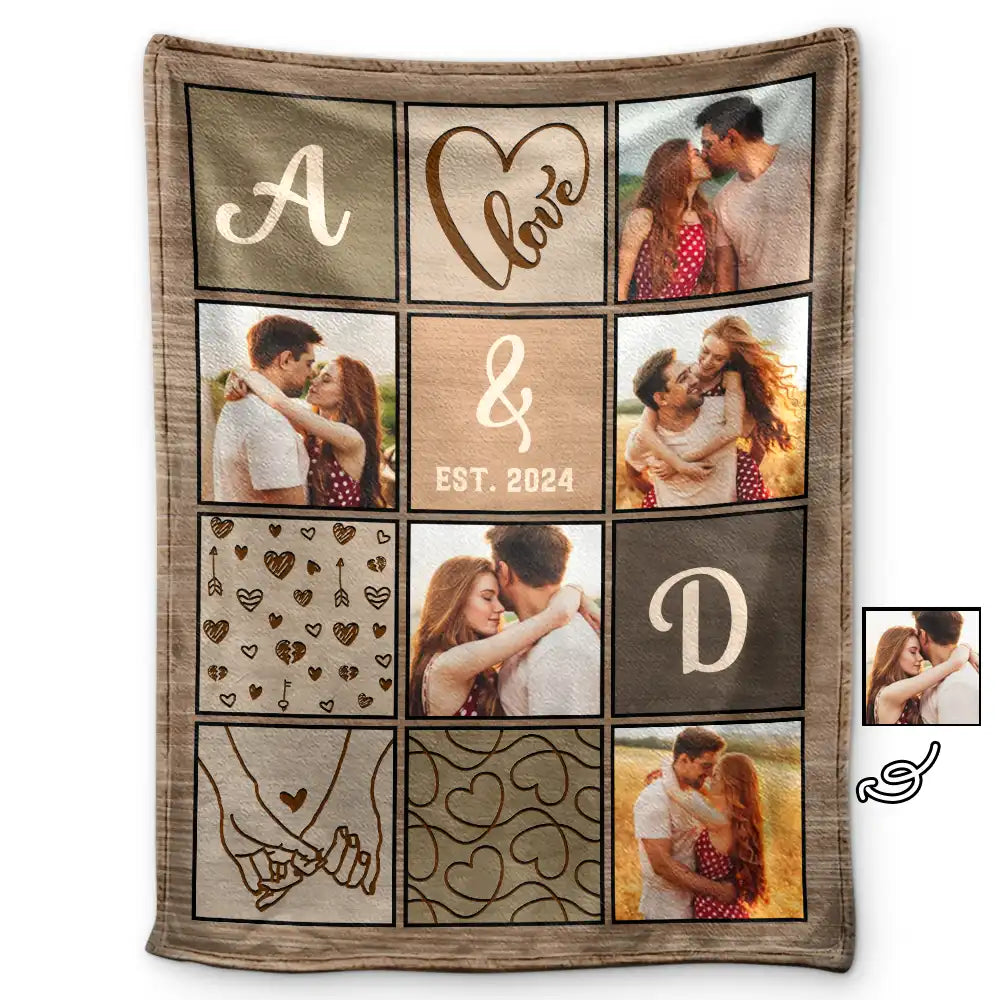 Custom Photo Couple Names Blanket - Personalized Fleece Blanket, Sherpa Blanket