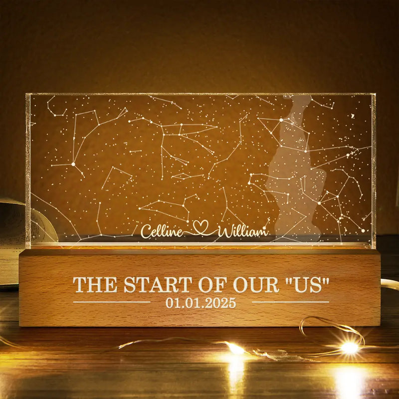 Gift For Couples,Gift For Husband,Gift For Wife,Gift For Boyfriend,Gift For Girlfriend,Star Map,Happy - Star Map The Start Of Our Us Couple - Personalized Rectangle LED Light