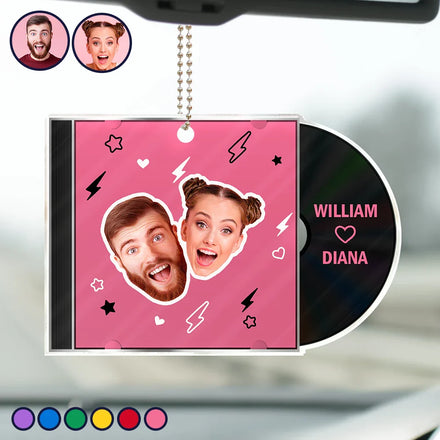 Custom Photo Outline CD Couple - Personalized Acrylic Car Hanger
