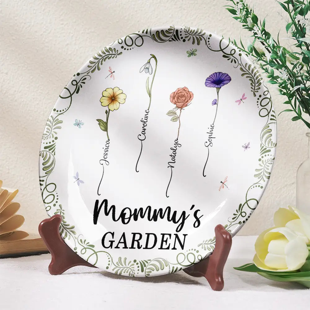 Gift For Mother,Gift For Grandma,Love - Birth Flower Grandma's Garden - Personalized Ceramic Plate