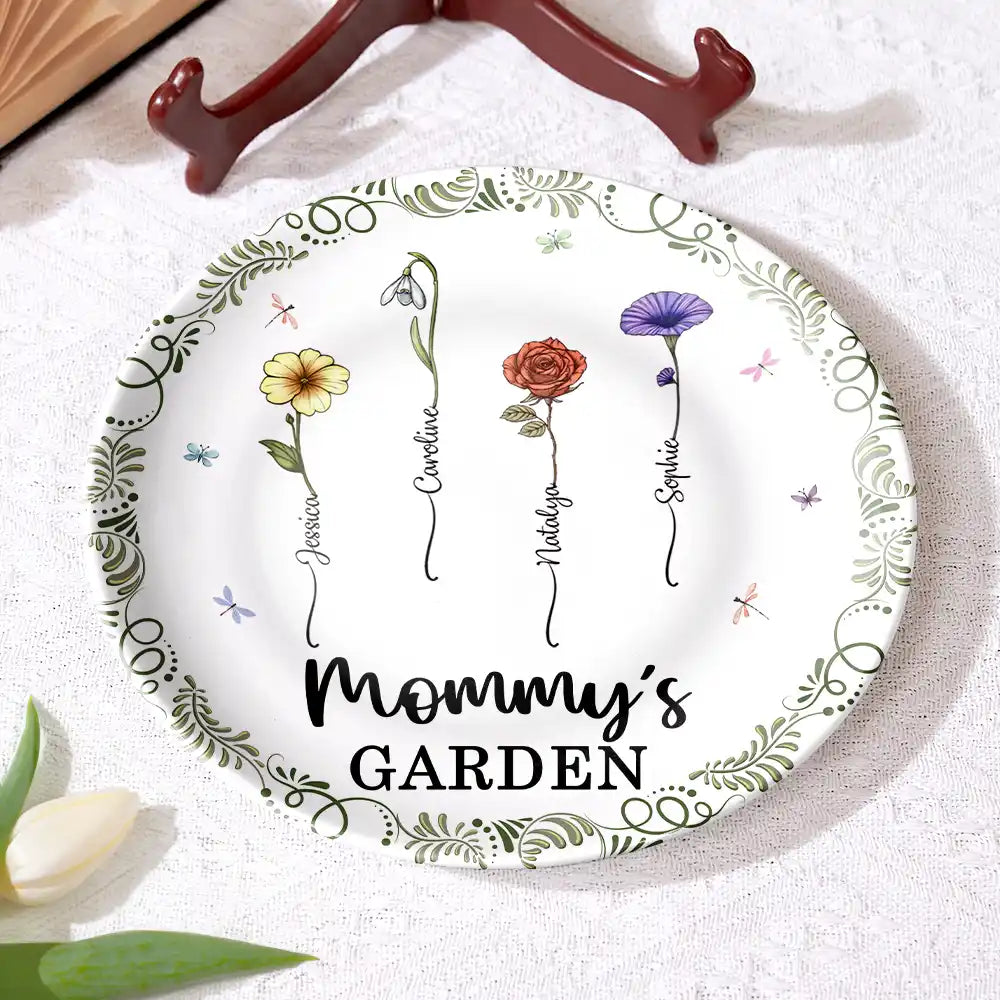 Gift For Mother,Gift For Grandma,Love - Birth Flower Grandma's Garden - Personalized Ceramic Plate