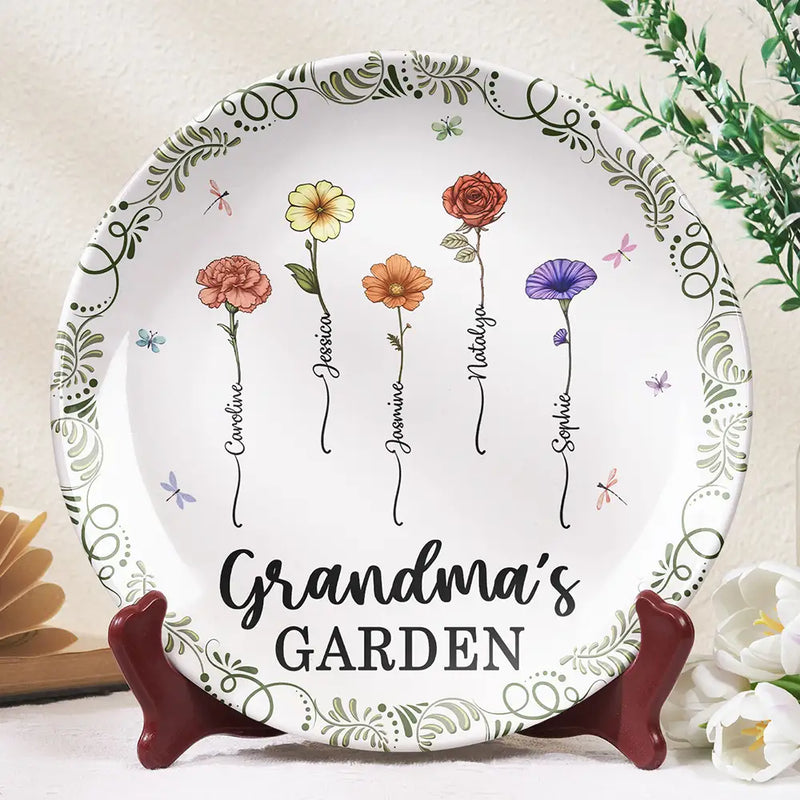 Gift For Mother,Gift For Grandma,Love - Birth Flower Grandma's Garden - Personalized Ceramic Plate