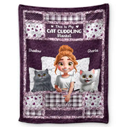 Gift For Women,Gift For Men,Pet Lovers,Pet Mom,Pet Dad,Cat Lovers,Cat Mom,Cat Dad,Happy - Quilt Pattern My Cat Cuddling Blanket - Personalized Fleece Blanket, Sherpa Blanket