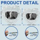 Christmas, Custom Photo, Memorial, Sad, Family - Custom Photo In Our Heart At Christmas & Forever - Personalized Heart Shaped Glass Ornament