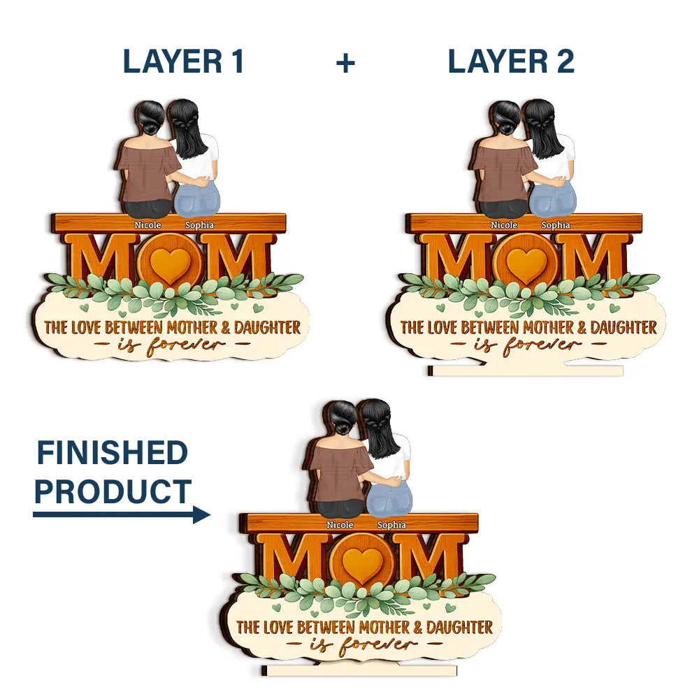 The Love Between Mother & Daughter Is Forever - Personalized Custom Shaped 2-Layered Wooden Plaque