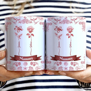 Gift For Yourself,Gift For Women,Gift For Mother,Gift For Grandma,Love - Toile De Jouy Birth Flowers For Grandma And Mom - Personalized White Edge-to-Edge Mug