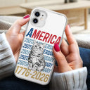 America 250th, Custom Photo, Independence Day, Art Design, Pet Lovers, Proud, Photo - Pencil Sketch - White BG - Custom Photo Pencil Sketch Art Dog Cat America 250th Anniversary - Personalized Clear Phone Case