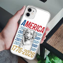 America 250th, Custom Photo, Independence Day, Art Design, Pet Lovers, Proud, Photo - Pencil Sketch - White BG - Custom Photo Pencil Sketch Art Dog Cat America 250th Anniversary - Personalized Clear Phone Case