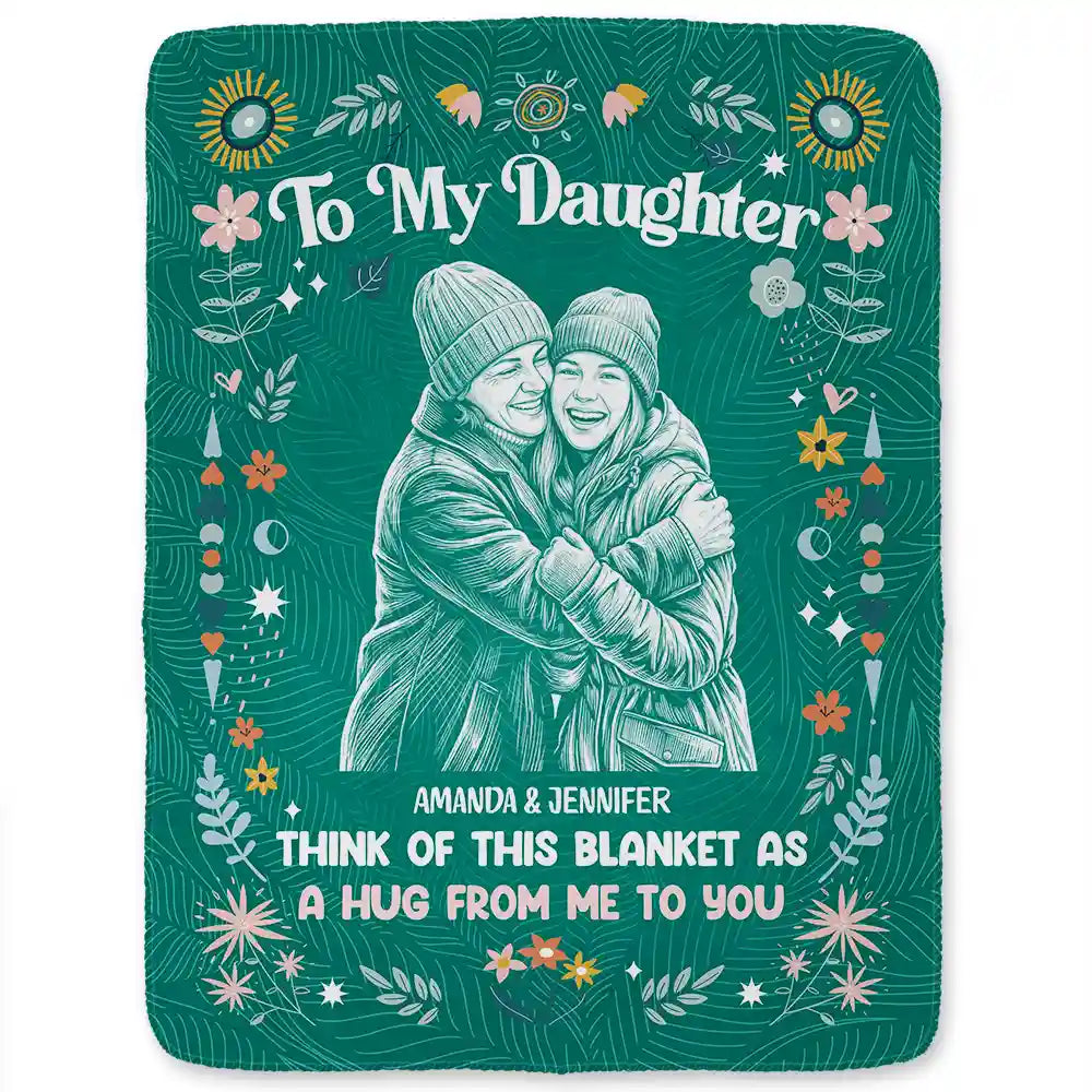 Art Design,Gift For Cousin,Christmas,Gift For Sister,Gift For Sibling,Custom Photo,Cozy,Photo - Pencil Sketch - Dark BG-Custom Photo White Pencil Sketch Art Think Of This Blanket As A Hug - Personalized Fleece Blanket, Sherpa Blanket
