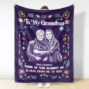 Art Design,Gift For Cousin,Christmas,Gift For Sister,Gift For Sibling,Custom Photo,Cozy,Photo - Pencil Sketch - Dark BG-Custom Photo White Pencil Sketch Art Think Of This Blanket As A Hug - Personalized Fleece Blanket, Sherpa Blanket