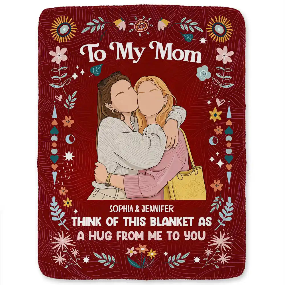 Art Design,Gift For Cousin,Christmas,Gift For Sister,Gift For Sibling,Custom Photo,Cozy,Photo - Faceless Portrait - Custom Photo Faceless Portrait Think Of This Blanket As A Hug - Personalized Fleece Blanket, Sherpa Blanket