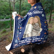 Art Design,Gift For Cousin,Christmas,Gift For Sister,Gift For Sibling,Custom Photo,Cozy,Photo - Faceless Portrait - Custom Photo Faceless Portrait Think Of This Blanket As A Hug - Personalized Fleece Blanket, Sherpa Blanket
