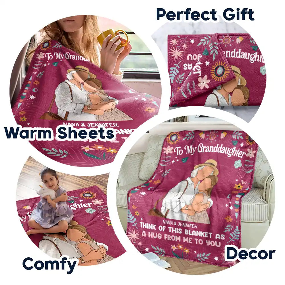 Art Design,Gift For Cousin,Christmas,Gift For Sister,Gift For Sibling,Custom Photo,Cozy,Photo - Faceless Portrait - Custom Photo Faceless Portrait Think Of This Blanket As A Hug - Personalized Fleece Blanket, Sherpa Blanket