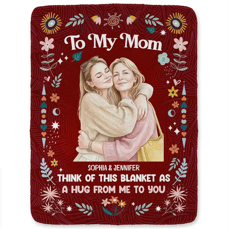 Art Design, Gift For Cousin, Christmas, Gift For Sister, Gift For Sibling, Custom Photo, Cozy, Photo - Watercolor - Remove BG - Custom Photo Realistic Watercolor Art Think Of This Blanket As A Hug - Personalized Fleece Blanket, Sherpa Blanket