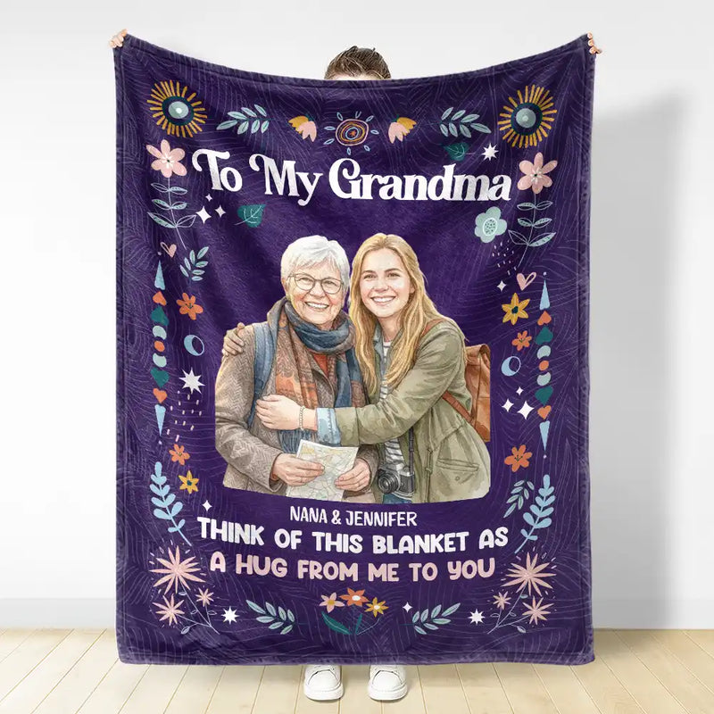 Art Design, Gift For Cousin, Christmas, Gift For Sister, Gift For Sibling, Custom Photo, Cozy, Photo - Watercolor - Remove BG - Custom Photo Realistic Watercolor Art Think Of This Blanket As A Hug - Personalized Fleece Blanket, Sherpa Blanket