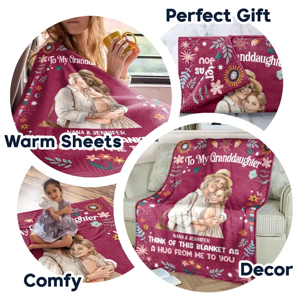 Art Design, Gift For Cousin, Christmas, Gift For Sister, Gift For Sibling, Custom Photo, Cozy, Photo - Watercolor - Remove BG - Custom Photo Realistic Watercolor Art Think Of This Blanket As A Hug - Personalized Fleece Blanket, Sherpa Blanket