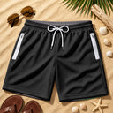 Devoted, Christian, Gift For Men, Gift For Yourself, Summer, Custom Letter, Icon - Hidden Bible Verses God Says You Are For Him, Husband, Son - Personalized Swim Trunks With Liner