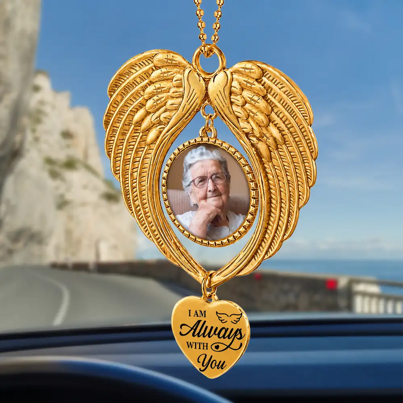 Christmas,Custom Photo,Sympathetic,Family,Memorial,Upload Full Photo - Custom Photo Memorial I Have An Angel Watching Over Me - Personalized Angel Wings Photo Ornament