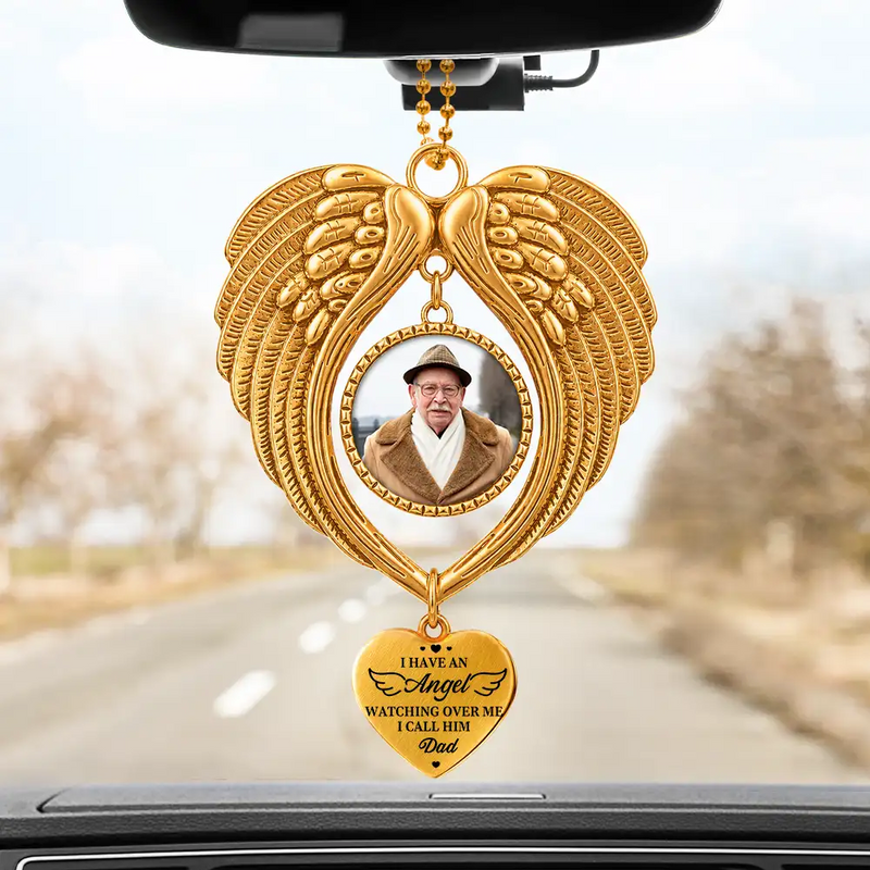 Christmas,Custom Photo,Sympathetic,Family,Memorial,Upload Full Photo - Custom Photo Memorial I Have An Angel Watching Over Me - Personalized Angel Wings Photo Ornament
