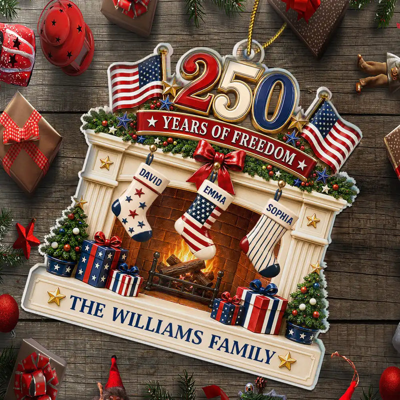 Independence Day,America 250th,Christmas,Cozy,Family,Icon,Custom Text - Christmas Love Anchored In Heritage And Pride - Personalized Custom Shaped Acrylic Ornament