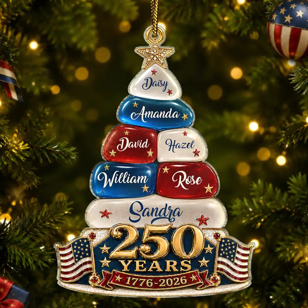 Stars And Stripes Christmas Together We Make A Family Tree - Personalized Custom Shaped Acrylic Ornament