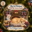 Independence Day,Art Design,America 250th,Playful,Christmas,Pet Lovers,Photo - Sleeping Dog Cat Baby - Custom Photo Sleeping Angel Adorable Dog Cat First Christmas With My Forever Family - Personalized Custom Shaped Acrylic Ornament