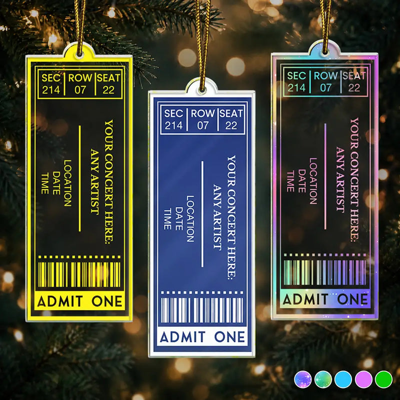 Gift For Bestie,Christmas,Custom Text,Happy - Favorite Ticket Concert Event Keepsake - Personalized Custom Shaped Acrylic Ornament