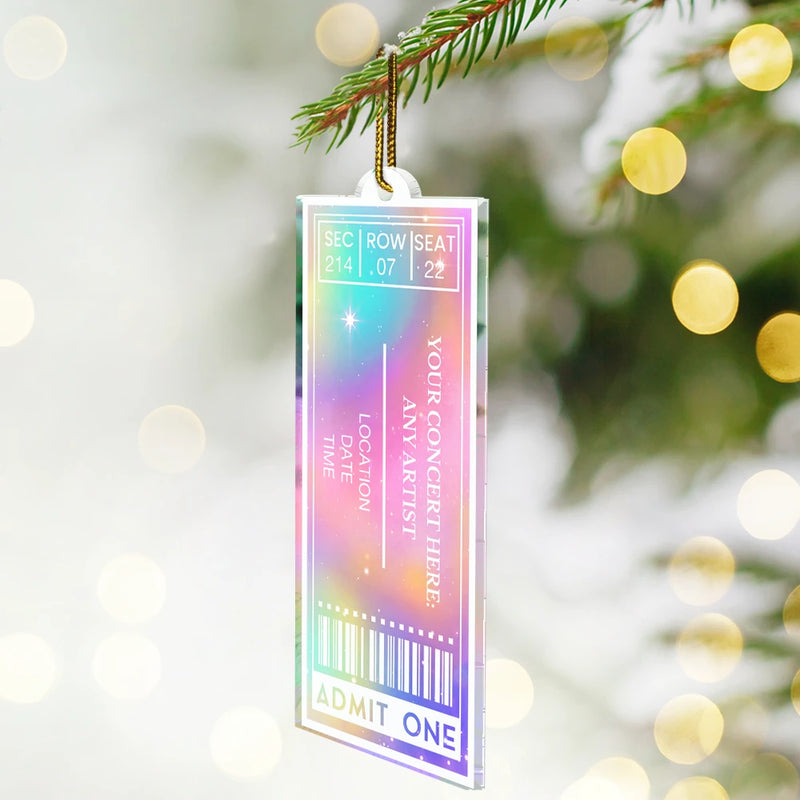 Gift For Bestie,Christmas,Custom Text,Happy - Favorite Ticket Concert Event Keepsake - Personalized Custom Shaped Acrylic Ornament