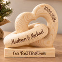 First Christmas,Christmas,Married Couple,Romantic,Gift For Couples,Custom Text - First Christmas Couples, Newlywed, Housewarming Gifts - Personalized Wooden Infinity Heart Sculpture