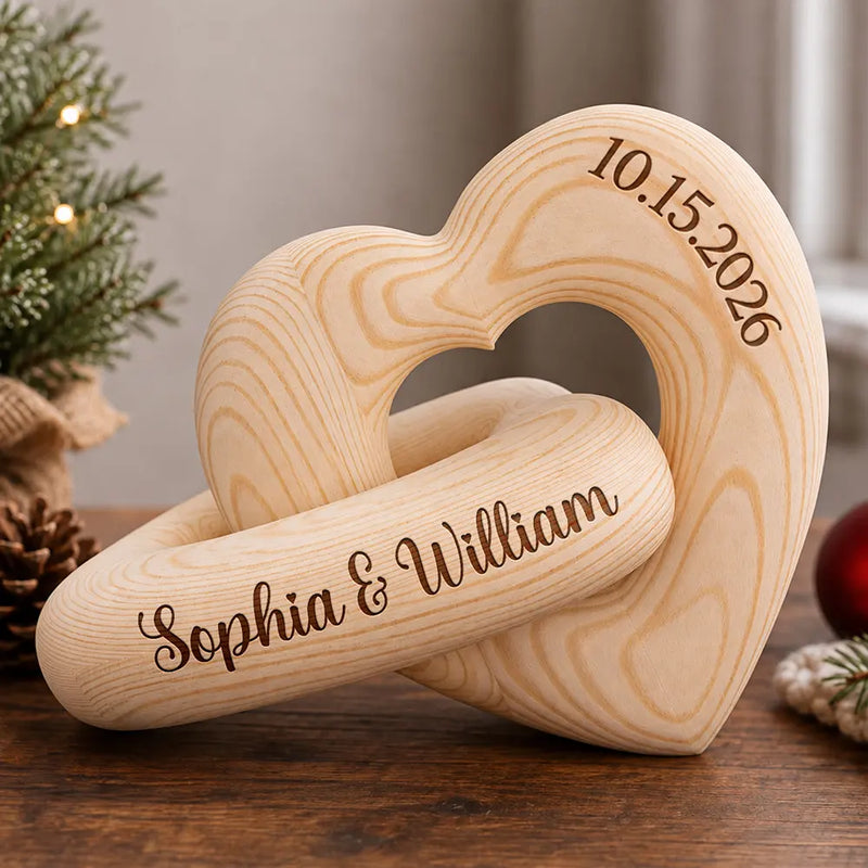 First Christmas,Christmas,Married Couple,Romantic,Gift For Couples,Custom Text - First Christmas Couples, Newlywed, Housewarming Gifts - Personalized Wooden Infinity Heart Sculpture