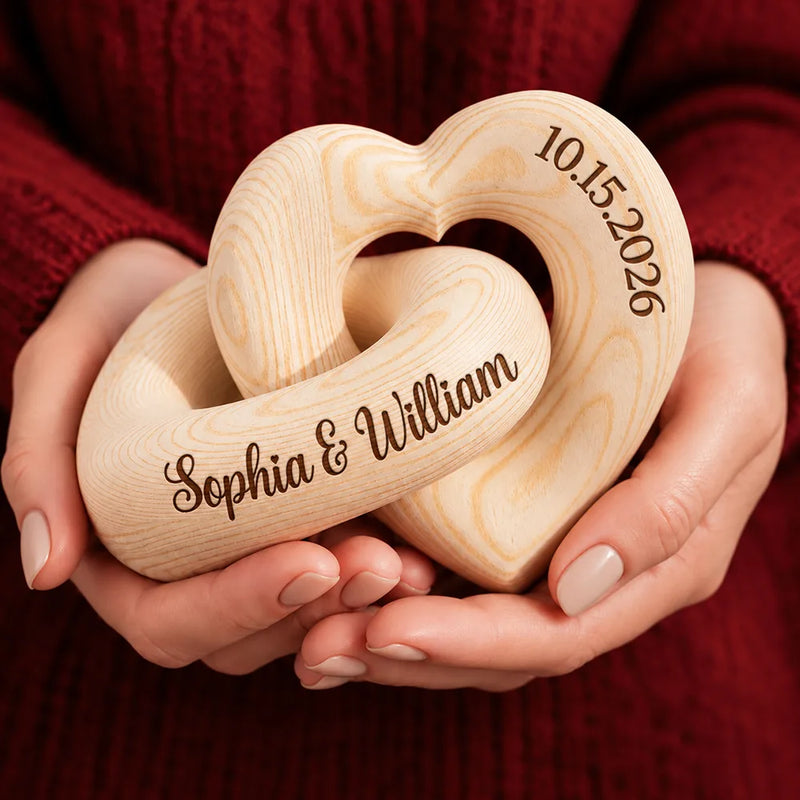 First Christmas,Christmas,Married Couple,Romantic,Gift For Couples,Custom Text - First Christmas Couples, Newlywed, Housewarming Gifts - Personalized Wooden Infinity Heart Sculpture