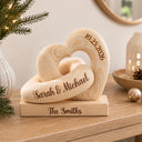 First Christmas,Christmas,Married Couple,Romantic,Gift For Couples,Custom Text - First Christmas Couples, Newlywed, Housewarming Gifts - Personalized Wooden Infinity Heart Sculpture