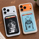 Adorable,Art Design,Christmas,Pet Lovers,Photo - Pencil Sketch - Remove BG - Custom Photo Pencil Sketch Pet Portrait For Dog And Cat Lovers - Personalized Magnetic Phone Wallet