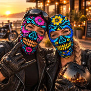 Christmas,Confident,Hispanic,Icon - Winter Biker, Skier Sugar Skull Cool Gift For Bestie, Girl Group - Personalized 3D Realistic Christmas Funny Face Balaclava Face Mask