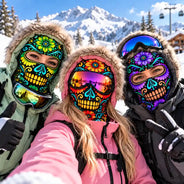 Christmas,Confident,Hispanic,Icon - Winter Biker, Skier Sugar Skull Cool Gift For Bestie, Girl Group - Personalized 3D Realistic Christmas Funny Face Balaclava Face Mask