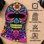 Christmas,Confident,Hispanic,Icon - Winter Biker, Skier Sugar Skull Cool Gift For Bestie, Girl Group - Personalized 3D Realistic Christmas Funny Face Balaclava Face Mask