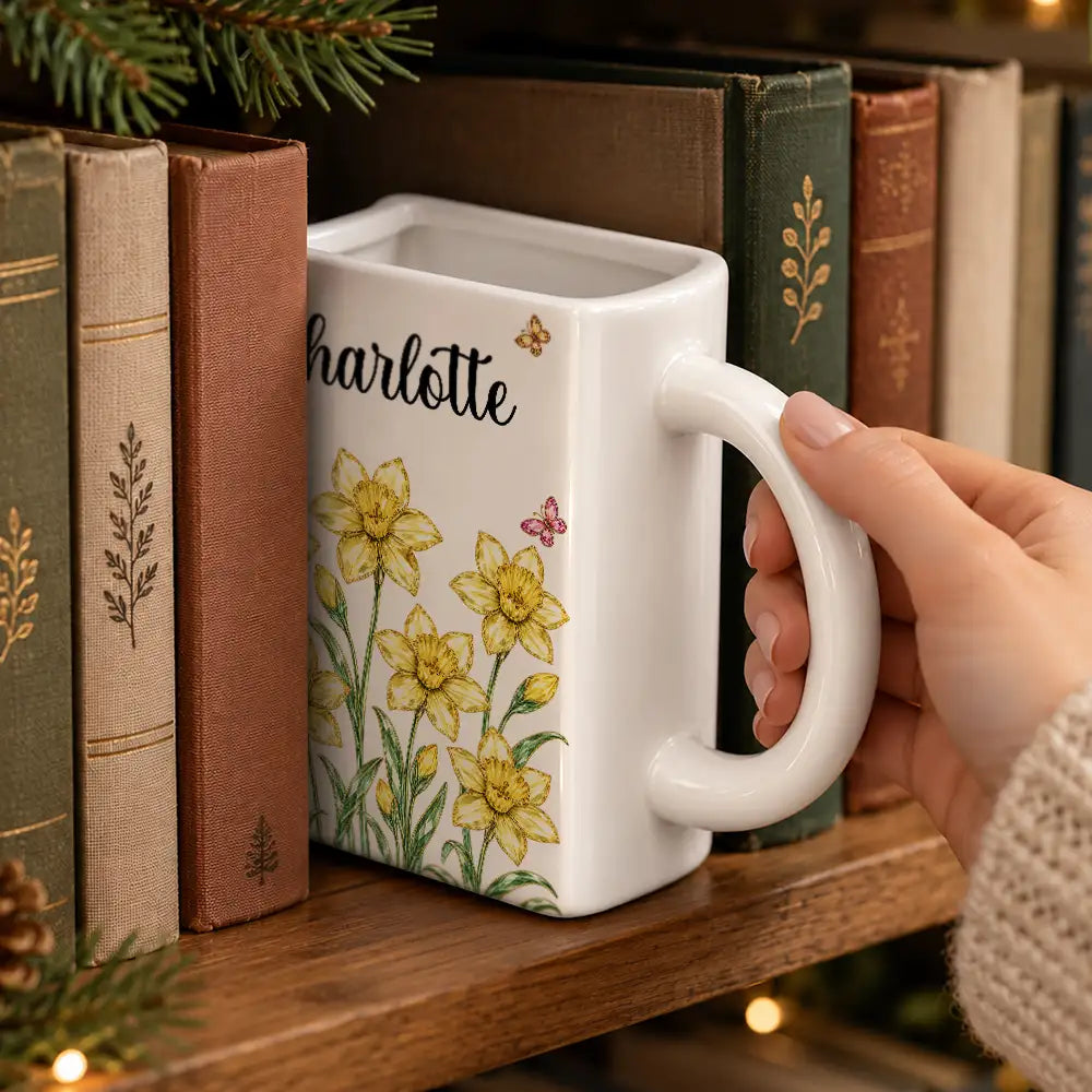 Afro Besties,Christmas,Gift For Bestie,Icon,Reading,Sentimental - Christmas Gift For Bestie, Best Friend, Coworker, Book Lover - Personalized Crystal Effect Birth Month Flower Book Shaped Mug