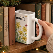 Afro Besties,Christmas,Gift For Bestie,Icon,Reading,Sentimental - Christmas Gift For Bestie, Best Friend, Coworker, Book Lover - Personalized Crystal Effect Birth Month Flower Book Shaped Mug