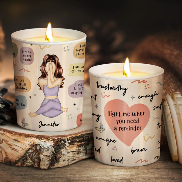 Yoga When You Need A Reminder - Gift For Yourself, Gift For Women - Personalized Scented Candle With Wooden Lid
