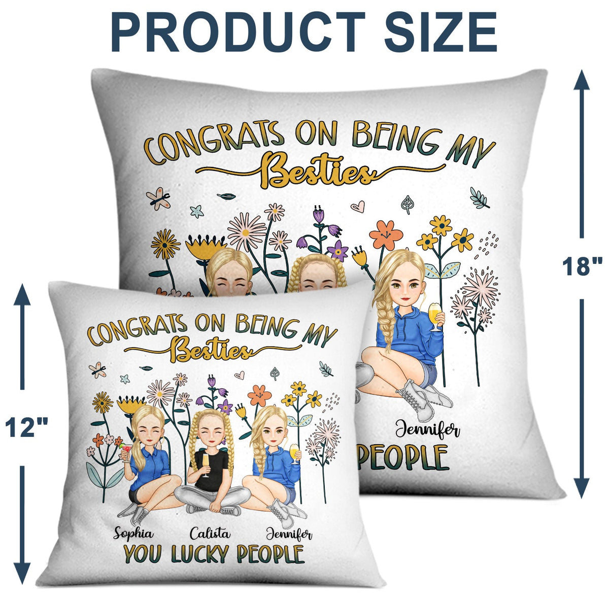 Congrats On Being My Bestie Flower - Gift For Bestie - Personalized Pillow