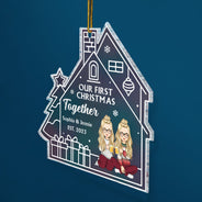 Gradient Our First Christmas - Gift For Couples - Personalized Custom Shaped Acrylic Ornament